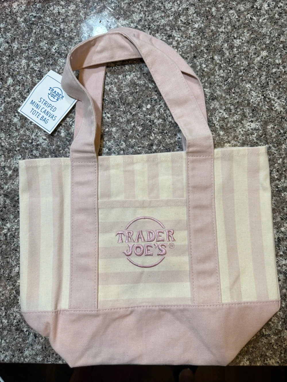 Trader Joe's Pink Striped Canvas Tote